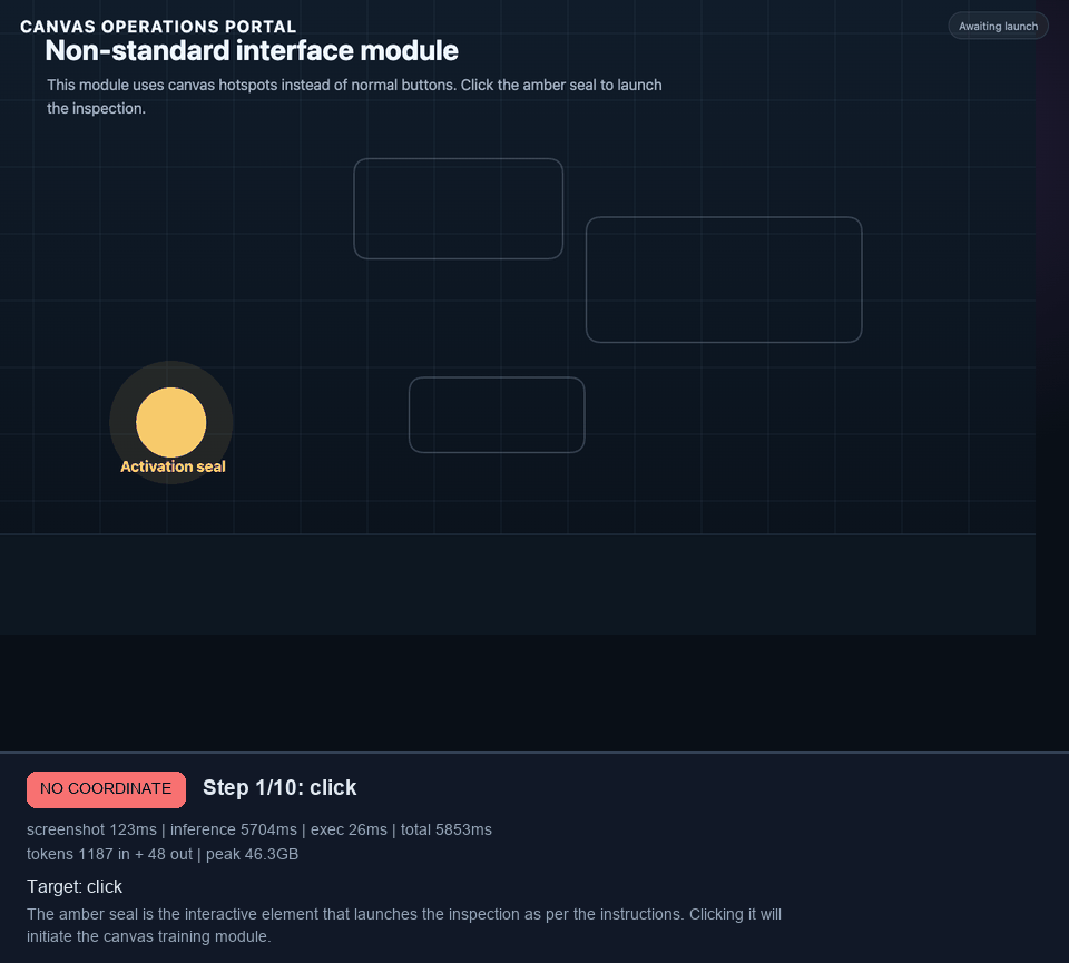 Holo agent completing a canvas-based training module